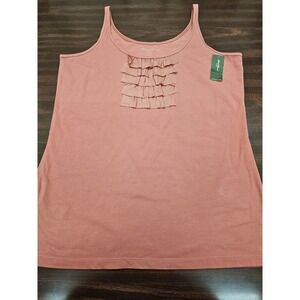 Eddie Bauer Womens XL Tank Top NWT Ruffle Front Sleeveless Coral Casual Shirt